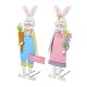 Glitzhome Set of 2 Metal Bunny Boy and Girl Yard Stake or Standing Décor or Wall Décor (Three Functions)