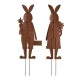 Glitzhome Set of 2 Metal Bunny Boy and Girl Yard Stake or Standing Décor or Wall Décor (Three Functions)