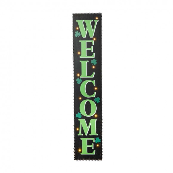 Glitzhome 42"H St. Patrick's Day Lighted Wooden "WELCOME" Porch Sign