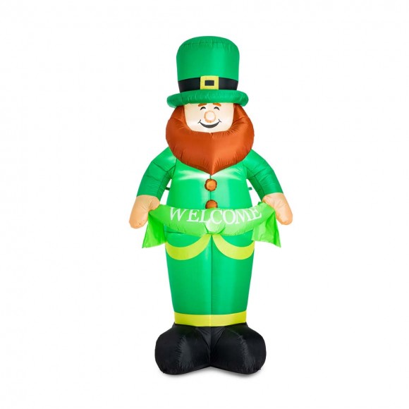 Glitzhome 8ft St. Patrick's Day Lighted Inflatable Leprechaun Decor