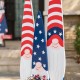 Glitzhome 36"H Wooden Patriotic/Americana Gnome Family with Wreath Porch Decor