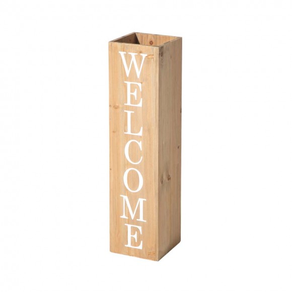 Glitzhome 30"H Double Sided Solid Wood Natural Boxed "WELCOME HOME" Porch Sign