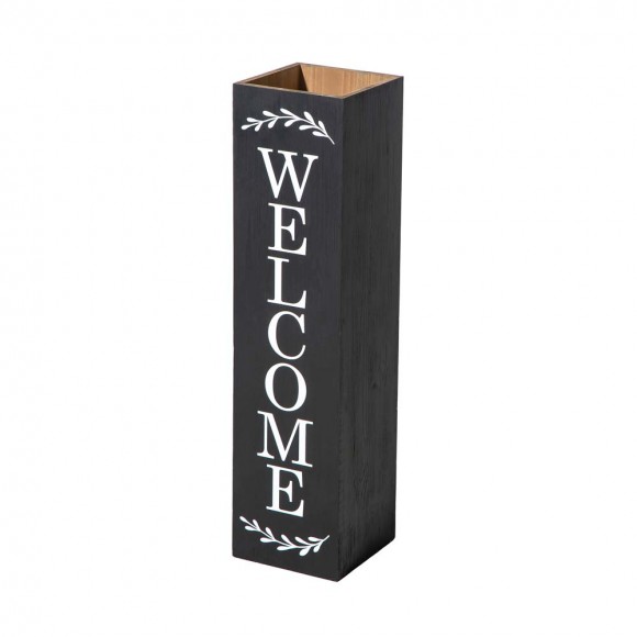 Glitzhome 30"H Double Sided Solid Wood Black Boxed "WELCOME PORCH" Porch Sign