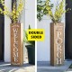 Glitzhome 30"H Double Sided Solid Wood Natural Boxed "WELCOME PORCH" Porch Sign