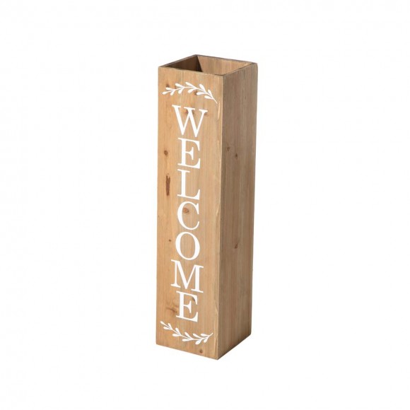 Glitzhome 30"H Double Sided Solid Wood Natural Boxed "WELCOME PORCH" Porch Sign