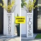 Glitzhome 30"H Double Sided Solid White Boxed "WELCOME PORCH" Porch Sign