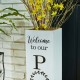 Glitzhome 30"H Double Sided Solid White Boxed "WELCOME PORCH" Porch Sign