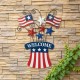 Glitzhome 30.25"H Wooden/Metal Patriotic Flags Yard Stake or Wall Décor (Two Functions)