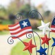 Glitzhome 30.25"H Wooden/Metal Patriotic Flags Yard Stake or Wall Décor (Two Functions)