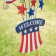 Glitzhome 30.25"H Wooden/Metal Patriotic Flags Yard Stake or Wall Décor (Two Functions)