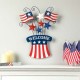 Glitzhome 30.25"H Wooden/Metal Patriotic Flags Yard Stake or Wall Décor (Two Functions)