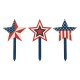 Glitzhome Set of 3 Wooden Patriotic Star Yard Stakes