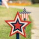 Glitzhome Set of 3 Wooden Patriotic Star Yard Stakes