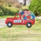 Glitzhome 23.5"L Metal Patriotic/Americana Red Truck Yard Stake or Wall Décor (Two Functions)