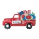 Glitzhome 23.5"L Metal Patriotic/Americana Red Truck Yard Stake or Wall Décor (Two Functions)