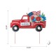 Glitzhome 23.5"L Metal Patriotic/Americana Red Truck Yard Stake or Wall Décor (Two Functions)