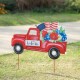 Glitzhome 23.5"L Metal Patriotic/Americana Red Truck Yard Stake or Wall Décor (Two Functions)