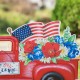 Glitzhome 23.5"L Metal Patriotic/Americana Red Truck Yard Stake or Wall Décor (Two Functions)