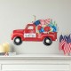 Glitzhome 23.5"L Metal Patriotic/Americana Red Truck Yard Stake or Wall Décor (Two Functions)