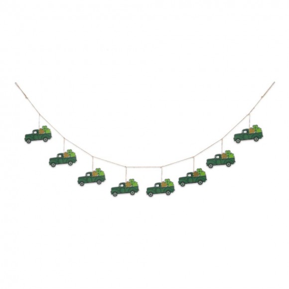 Glitzhome 72"L St. Patrick's Day Metal Trucks Garland