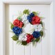 Glitzhome 22''D Patriotic/Americana Hydrangea Wreath
