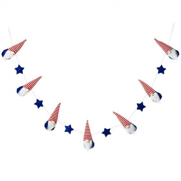 Glitzhome 72"L Fabric Patriotic Gnome Garland