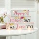 Glitzhome 12"L Lighted Wooden Happy Mother's Day Block Sign