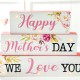 Glitzhome 12"L Lighted Wooden Happy Mother's Day Block Sign