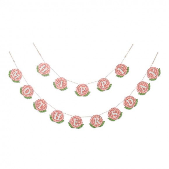 Glitzhome Set of 2 Happy Mother's Day Wooden Garland