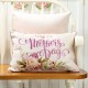 Glitzhome 18"L Faux Burlap Happy Mother's Day Floral Pillow