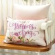 Glitzhome 18"L Faux Burlap Happy Mother's Day Floral Pillow