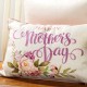 Glitzhome 18"L Faux Burlap Happy Mother's Day Floral Pillow