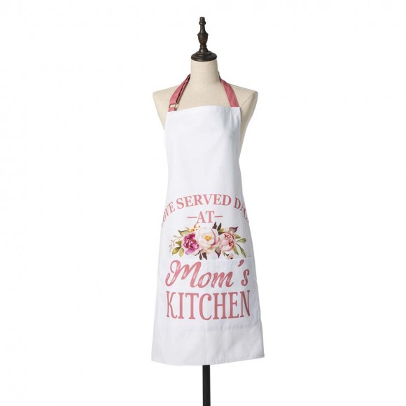 Glitzhome Faux Burlap Mother's Day Apron with 2 Roomy Pockets