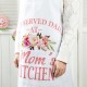 Glitzhome Faux Burlap Mother's Day Apron with 2 Roomy Pockets