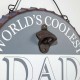 Glitzhome 13"D Father's Day Metal Bottle Cap Wall Sign & Organizer with A Bottle Opener
