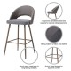 Glitzhome Dark Gray Fabic Seat and Leatherette Backrest Bar Stool with Brown Tapered Metal Legs, Set of 2