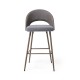 Glitzhome Dark Gray Fabic Seat and Leatherette Backrest Bar Stool with Brown Tapered Metal Legs, Set of 2