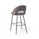 Glitzhome Dark Gray Fabic Seat and Leatherette Backrest Bar Stool with Brown Tapered Metal Legs, Set of 2