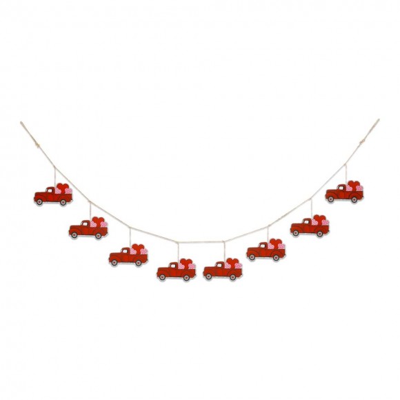 Glitzhome 72"L Valentine's Day Matal Truck Garland