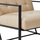 Glitzhome 31.50"H Beige PU Leather Button-tufted Accent Arm Chair with Black Metal Frame