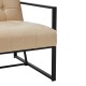 Glitzhome 31.50"H Beige PU Leather Button-tufted Accent Arm Chair with Black Metal Frame