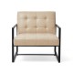 Glitzhome 31.50"H Beige PU Leather Button-tufted Accent Arm Chair with Black Metal Frame