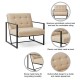 Glitzhome 31.50"H Beige PU Leather Button-tufted Accent Arm Chair with Black Metal Frame