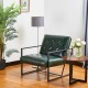 Glitzhome 31.50"H Green PU Leather Button-tufted Accent Arm Chair with Black Metal Frame