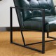 Glitzhome 31.50"H Green PU Leather Button-tufted Accent Arm Chair with Black Metal Frame