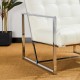 Glitzhome 31.50"H White PU Leather Button-tufted Accent Arm Chair with Chrome Plated Frame