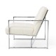 Glitzhome 31.50"H White PU Leather Button-tufted Accent Arm Chair with Chrome Plated Frame