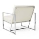 Glitzhome 31.50"H White PU Leather Button-tufted Accent Arm Chair with Chrome Plated Frame