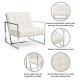 Glitzhome 31.50"H White PU Leather Button-tufted Accent Arm Chair with Chrome Plated Frame