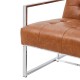 Glitzhome 31.50"H Brown PU Leather Button-tufted Accent Arm Chair with Chrome Plated Frame